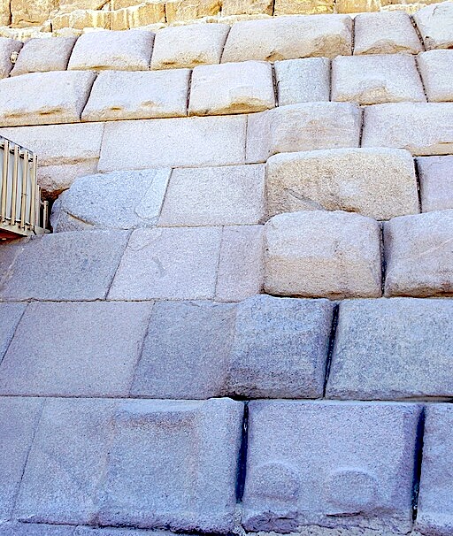 Pyramid base stones with partly shaved nubs